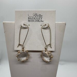 Badgley Mischka gold-tone earrings with large faceted clear stones